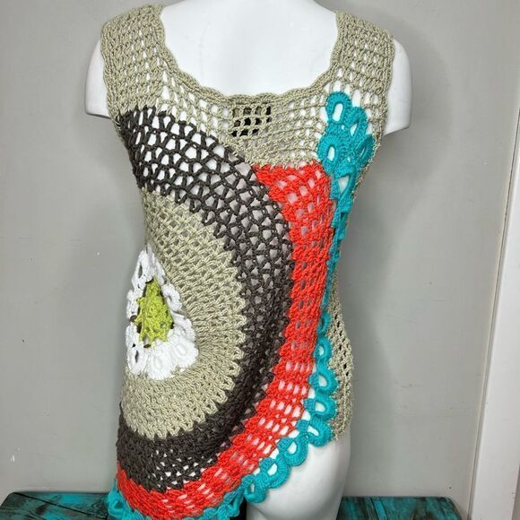 Pure Handknit For Fresh Produce Crocheted Floral Asymmetrical Tank Top - Picture 8 of 9